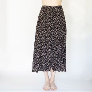Vintage Black Floral Button-up Skirt